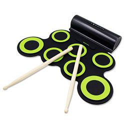 PAXCESS Electronic Drum Set, Roll Up Drum Practice Pad Midi Drum Kit with Headphone Jack Built-i ...