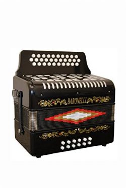 Full Size 31 Button Black Diatonic Accordion Key of SOL G,C,F, with Hardshell Case and Back Stra ...