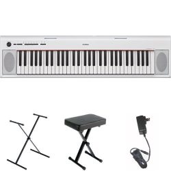 Yamaha NP32 76-Key Lightweight Portable Keyboard, White, with Stand, Bench, and Power Supply