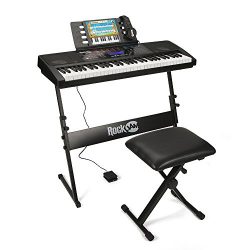 RockJam RJ761-SK Key Electronic Interactive Teaching Piano Keyboard with Stand, Stool, Sustain p ...