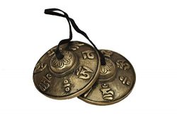 Dharma Store – Tibetan Tingsha Cymbals – 6.6 cm – OM Mane Padme Hum Symbols Em ...