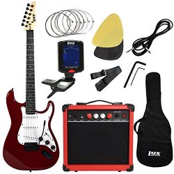 LyxPro Electric Guitar with 20w Amp, Package Includes All Accessories, Digital Tuner, Strings, P ...