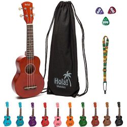 Hola! Music HM-21MG Soprano Ukulele Bundle with Canvas Tote Bag, Strap and Picks, Color Series & ...