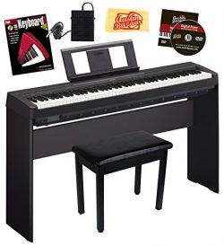 Yamaha P-45 Digital Piano – Black Bundle with Yamaha L-85 Stand, Furniture Bench, Instruct ...