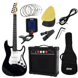 LyxPro Complete Beginner Starter kit Pack Full Size Electric Guitar with 20w Amp, Package Includ ...