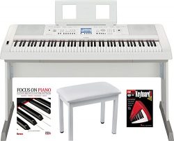 Yamaha DGX660W 88 Key Digital Piano (White) with Knox Piano Bench Dust Cover and Book/DVD