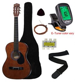 Crescent MG38-CF 38″ Acoustic Guitar Starter Package, COFFEE (Includes CrescentTM Digital  ...