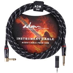 ADM 10FT 3M Straight to Right Angle Noiseless Musical Instruments Electric Guitar & Bass Cab ...