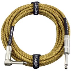 GLS Audio 20 Foot Guitar Instrument Cable – Right Angle 1/4 Inch TS to Straight 1/4 Inch T ...