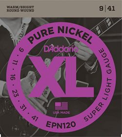 D’Addario EPN120 Pure Nickel Electric Guitar Strings, Super Light, 9-41