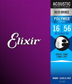 Elixir Strings 80/20 Bronze Resonator Acoustic Guitar Strings w POLYWEB Coating (.016-.056)