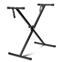 Flexzion Classic Keyboard Stand Musician Electronic Piano Organ Single Tube X Type 7 Position Fo ...