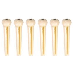 6PCS Acoustic Guitar ABS Plastic Bridge Pins, Ivory With Black Dot