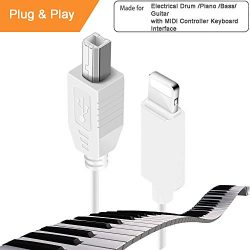 Lightning to MIDI Instruments for Electronic Organ Drum, USB 2.0 Lightning to Type-B, Compatible ...