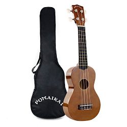 POMAIKAI Soprano Ukulele 21 Inch with Gig Bag for kids Students and Beginners (Brown)