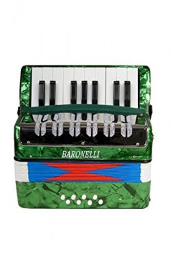 Baronelli Green Beginner Educational 17 Key Junior Accordion with adjustable Straps, & Direc ...