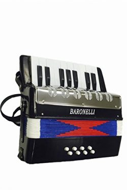 Baronelli Black Beginner Educational 17 Key Junior Accordion with adjustable Straps, & Direc ...