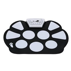 Coondmart Portable Electronic Roll up Drum Pad Kit Silicon Foldable with Stick Children’s  ...