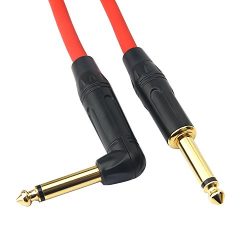 Tisino Guitar Instrument Cable 1/4 Inch TS Plug Right Angle to Straight Amp Cord For Electric &a ...