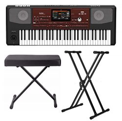 Korg PA700 61-Key Arranger Keyboard with Knox X-Style Bench and Double X Stand