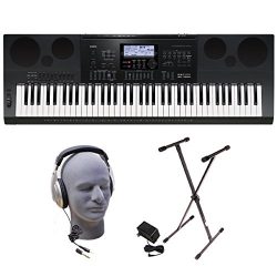 Casio Inc. WK7600 PPK 76-Key Premium Portable Keyboard Package with Headphones, Stand and Power  ...