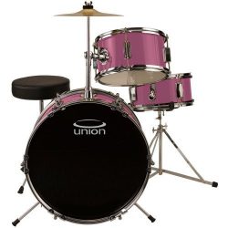 Union DBJ3071(PK) 3-Piece Junior Drum Set with Hardware, Cymbal and Throne – Pink