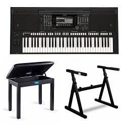 Yamaha PSR-S775 61-Key Digital Arranger Workstation Keyboard with Knox Z Style Stand & Piano ...