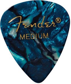 Fender 351 Shape Classic Medium Celluloid Picks, 12 Pack, Ocean Turquoise for electric guitar, a ...