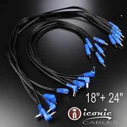 10 Pack Effects Pedal DC Power Patch Cables Cords Pedalboard 5.5mm / 2.1mm 18AWG