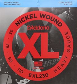 D’Addario EXL230 Nickel Wound Bass Guitar Strings, Heavy, 55-110, Long Scale