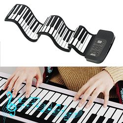 Electronic Piano Keyboard 61-Key,Portable Roll Up Digital Music Piano Keyboard,Rechargeable Desi ...