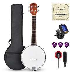 Vangoa Concert Banjo Ukulele Kit- 23 Inch 4 Strings Banjo Ukulele with Padded Bag, Tuner, Pick,  ...