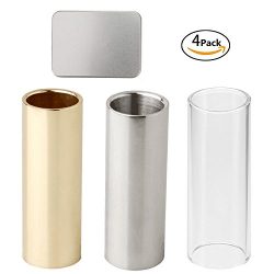 Brass Slide Stainless Steel and Glass Slide with Gift Box for Guitar, Bass, Medium,3 pcs