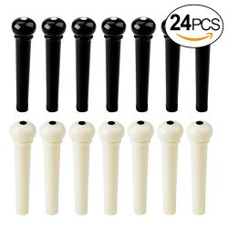 24 PCS Plastic Acoustic Guitar Bridge Pins, Ivory & Black