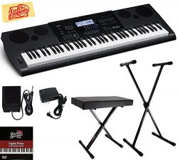 Casio WK-6600 Workstation Keyboard Bundle with Adjustable Stand, Bench, Sustain Pedal, Power Sup ...