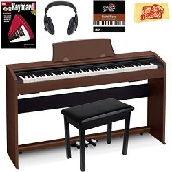 Casio Privia PX-770 Digital Piano – Brown Bundle with Furniture Bench, Headphones, Instruc ...