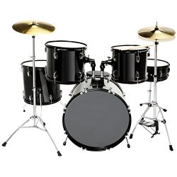 LAGRIMA Black Full Size 5 Piece Complete Adult Drum Set Cymbals with Stand,Hi-Hat,Drum Stool,Dru ...