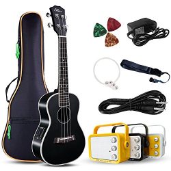 Electric Concert Ukulele With Amp | 23″ Acoustic-Electric Ukulele Beginner Kit | This Elec ...