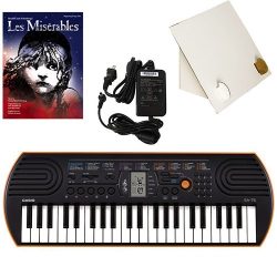 Casio SA-76 44 Key Mini Keyboard Deluxe Bundle Includes Bonus Casio AC Adapter, Desktop Music St ...