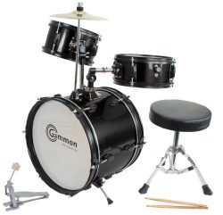 Drum Set Black Complete Junior Kid’s Children’s Size with Cymbal Stool Sticks – Sticks  ...