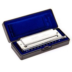 Chromatic Harmonica French Harp Mouth Organ Phosphor Bronze Key of C 10 Holes 40 Tone with Case  ...