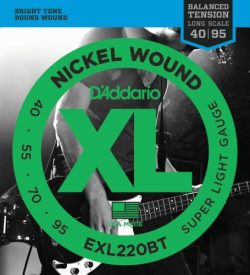 D’Addario EXL220BT Nickel Wound Bass Guitar Strings, Balanced Tension Super Light, 40-95