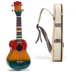 Balnna Soprano Ukulele Maple 21 inch Traditional High-gloss Rainbow Learn to Play,Color String w ...