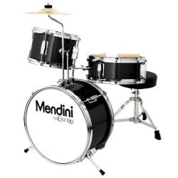 Mendini 3 Drum Set, Metallic Black, 13-inch (MJDS-1-BK)