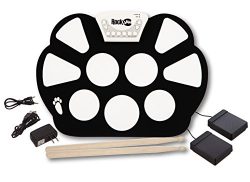 RockJam Portable Electronic Roll up Drum Kit with, Power Supply, Foot Pedals, Headphone Jack, an ...