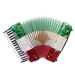 Rossetti Piano Accordion 60 Bass 34 Keys 5 Switches with Case & Straps (Red White Green)