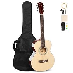 ARTALL 39 Inch Handmade Solid Wood Acoustic Dreadnought Guitar Beginner Kit, Glossy Red