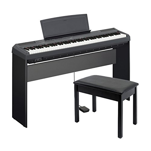 Yamaha P-115 88-Key Weighted Action Digital Piano Black with Wood Stand ...