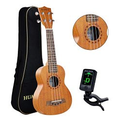 Professional Soprano Ukulele Kit Mahogany HUAWIND Uke Starter Kit Hawaiian Ukulele Beginner Kit  ...