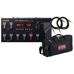 Boss GT-100 Guitar Multi-Effects Pedal w/ DLX Pedal Bag and 2 Guitar Cables